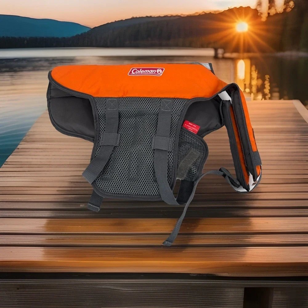 Dogs Coleman Lifevest Life-preserver Orange & Grey Sz Small